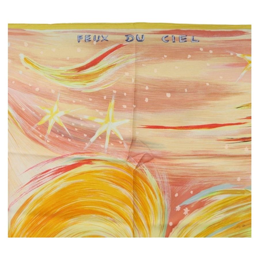 【日本直送】HERMES Carre 90 圍巾「FEUX DU CIEL」」絲綢粉紅正品 190239M-2
