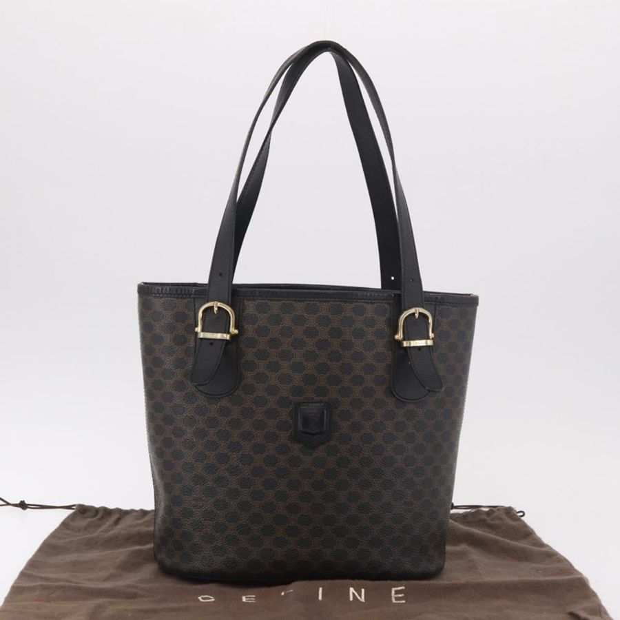 【日本直送】CELINE Macadam帆布托特包 PVC皮革 黑色金色 正品 BA13696A-11