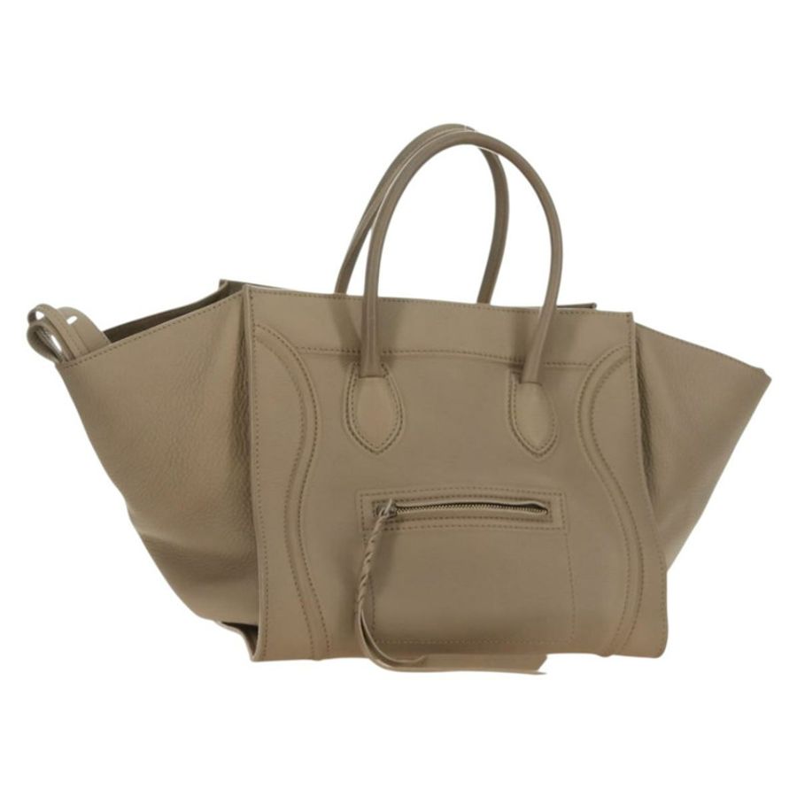 【日本直送】CELINE Luggage 小方形 Phantom 手提包,米色皮革,正品,貨號 190074M-0