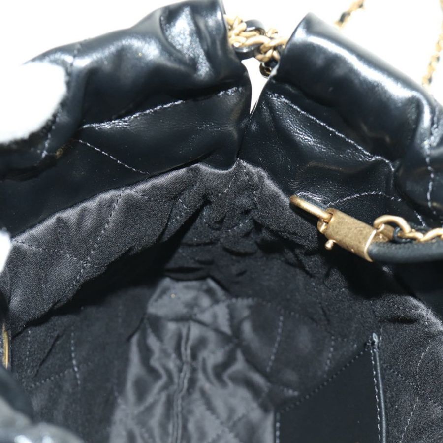 【日本直送】香奈兒 (CHANEL) 22 鏈條手提包,羊皮材質,黑色,金色雙C標誌,正品編號 190198SAM-24