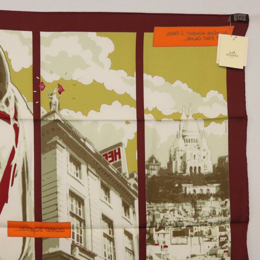 【日本直送】HERMES Carre 70 圍巾「QUAND SOUDAIN」真絲紅色正品 190192M-15