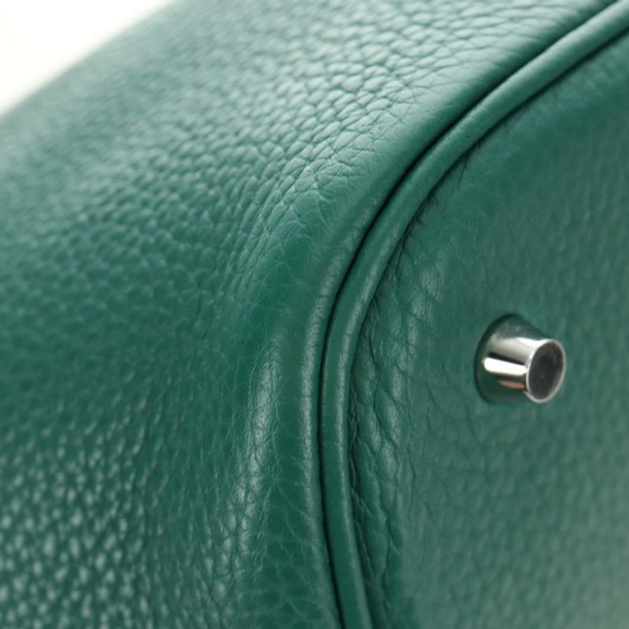 【日本直送】愛馬仕 Picotan Lock GM 手袋 Taurillon Clemence 綠色銀色 Auth 190070SAM-14