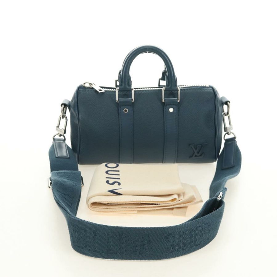 【日本直送】路易威登 Aerogram Keepall XS 旅行包,藍色皮革,貨號 M81003,LV 正品,編號 189893M-11