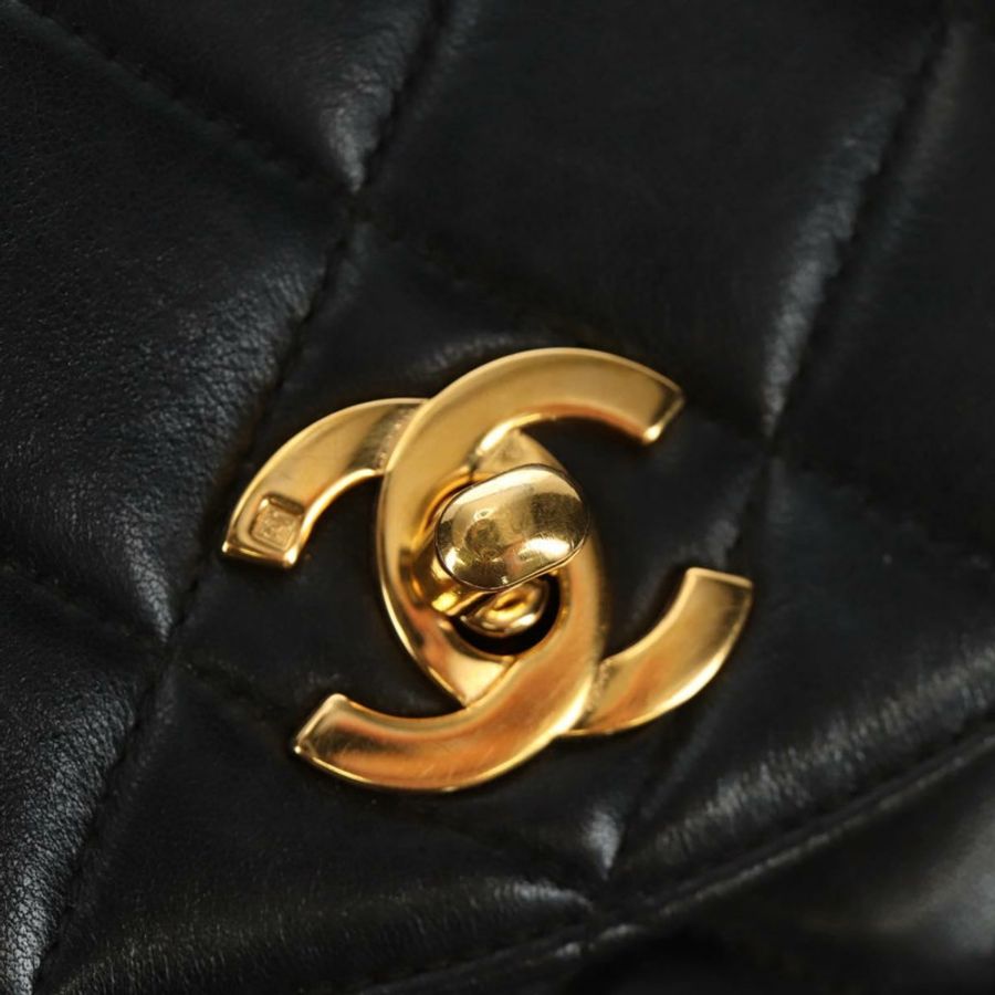 【日本直送】香奈兒 (CHANEL) 絎縫鏈條雙肩包,羊皮材質,金色/黑色,CC 標誌,貨號 189831SV-20