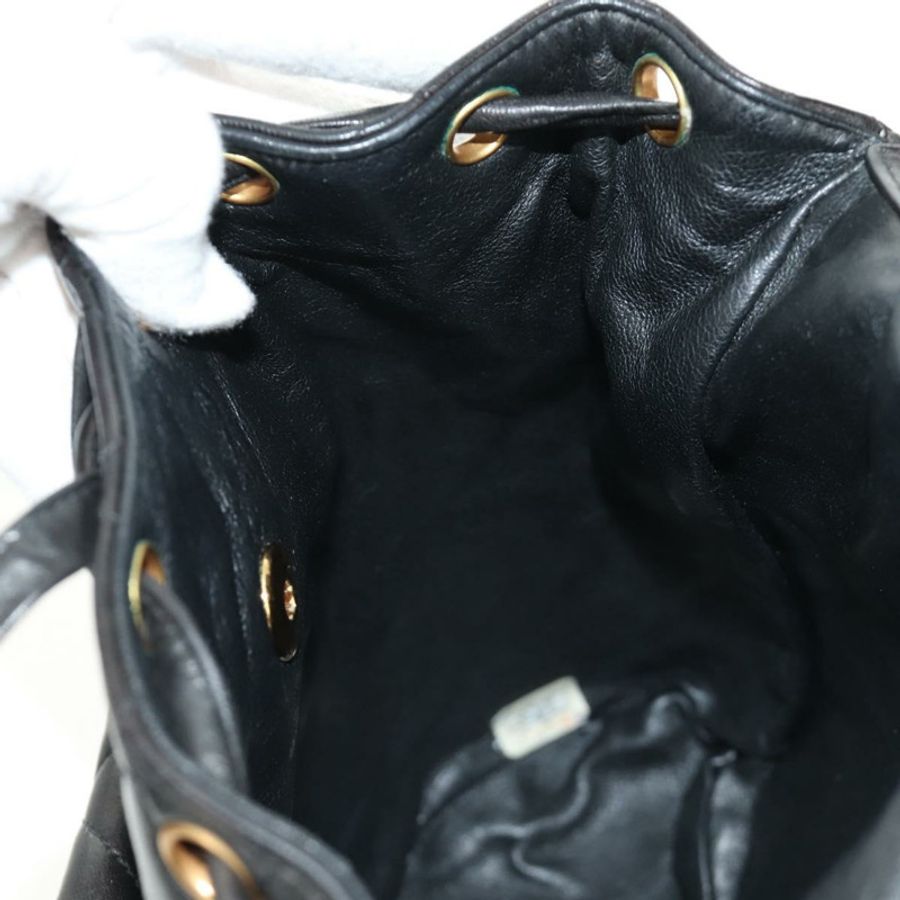 【日本直送】香奈兒 (CHANEL) 絎縫鏈條雙肩包,羊皮材質,金色/黑色,CC 標誌,貨號 189831SV-24