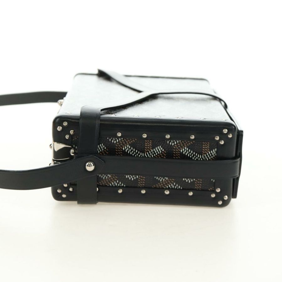 【日本直送】GOYARD 人字紋 Minodiere 行李箱包 PVC 黑色銀色 正品 189823SM-2