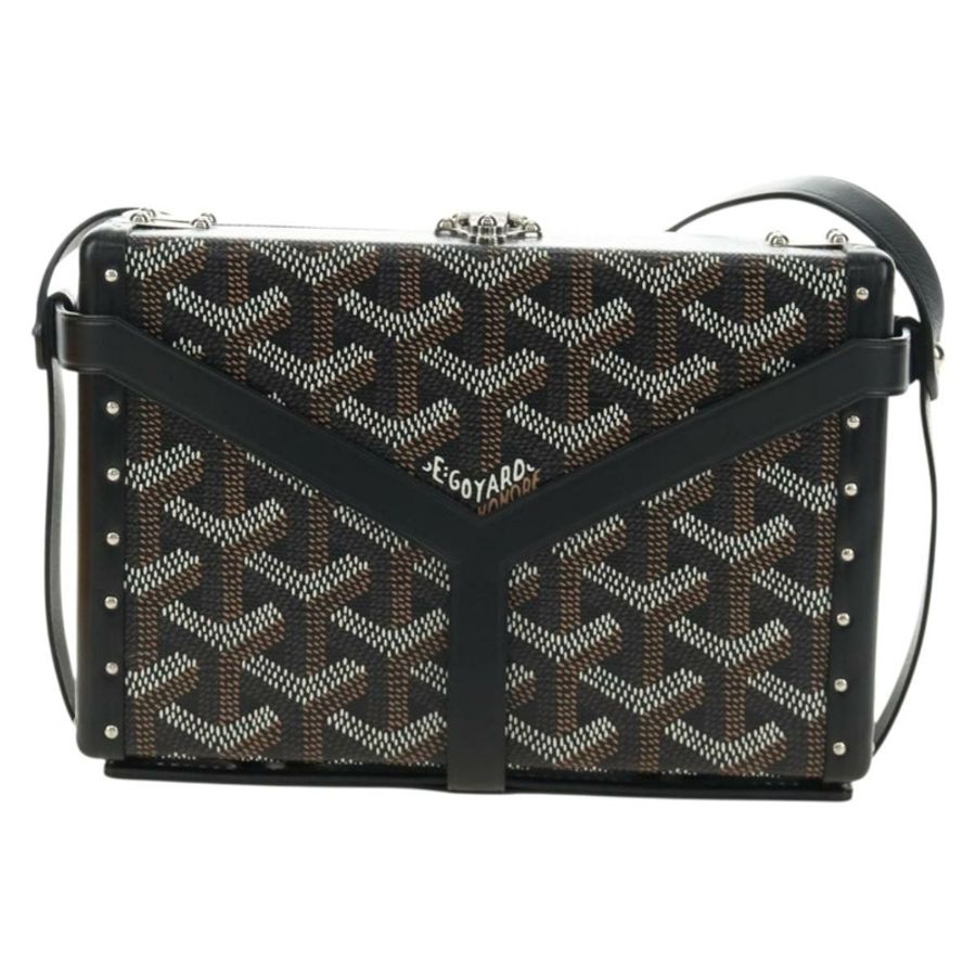 【日本直送】GOYARD 人字紋 Minodiere 行李箱包 PVC 黑色銀色 正品 189823SM-12