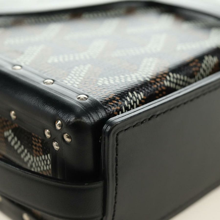 【日本直送】GOYARD 人字紋 Minodiere 行李箱包 PVC 黑色銀色 正品 189823SM-16