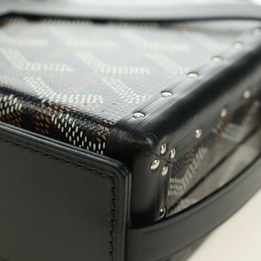 【日本直送】GOYARD 人字紋 Minodiere 行李箱包 PVC 黑色銀色 正品 189823SM-17