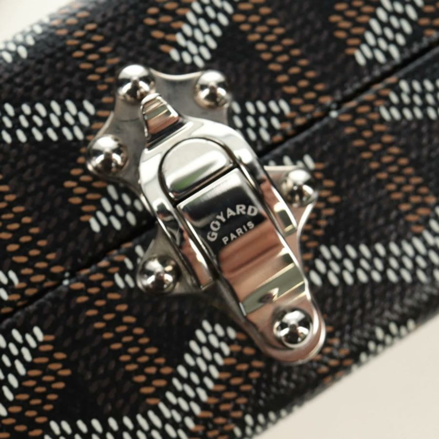 【日本直送】GOYARD 人字紋 Minodiere 行李箱包 PVC 黑色銀色 正品 189823SM-19