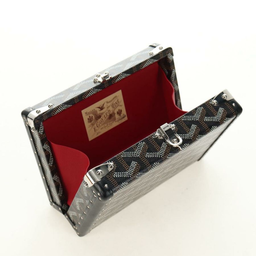 【日本直送】GOYARD 人字紋 Minodiere 行李箱包 PVC 黑色銀色 正品 189823SM-23