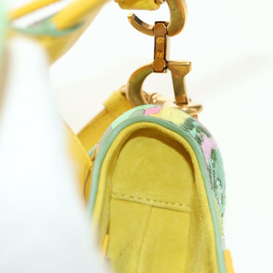 【日本直送】Christian Dior 迷你馬鞍包帆布串珠兩用綠金配色 正品 190200SAM-25