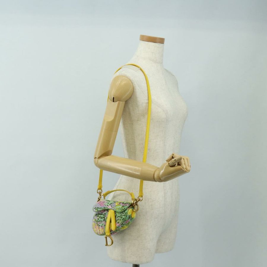 【日本直送】Christian Dior 迷你馬鞍包帆布串珠兩用綠金配色 正品 190200SAM-27