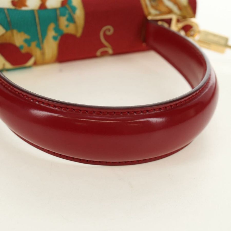 【日本直送】Salvatore Ferragamo Gancini 手提包 帆布 兩用 紅色 金色 正品 190024SAM-6