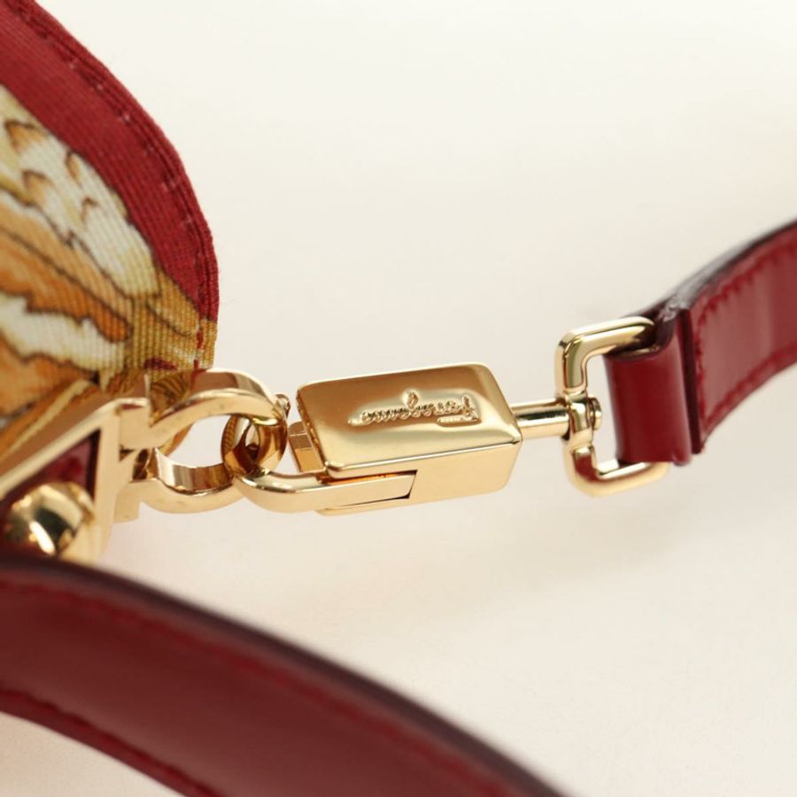 【日本直送】Salvatore Ferragamo Gancini 手提包 帆布 兩用 紅色 金色 正品 190024SAM-8
