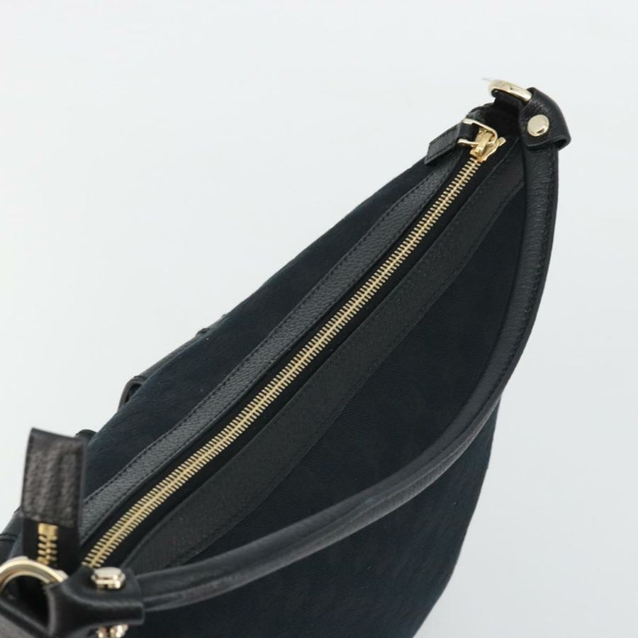 【日本直送】GUCCI GG帆布Abbey單肩包 黑色 銀色 153025 正品 186646SAV-5