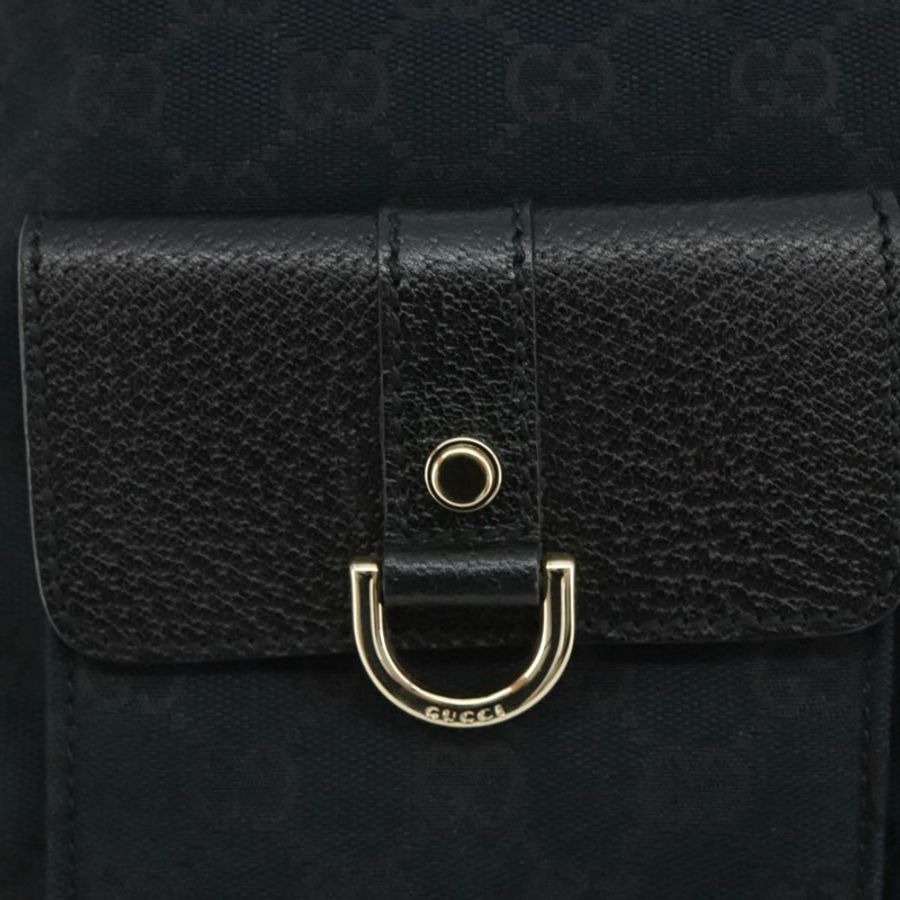 【日本直送】GUCCI GG帆布Abbey單肩包 黑色 銀色 153025 正品 186646SAV-17
