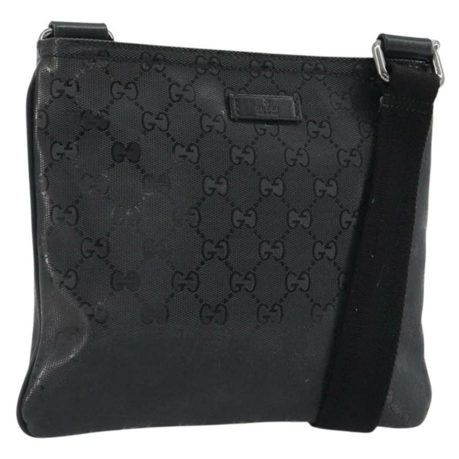 【日本直送】GUCCI GG Implementation 單肩包 PVC 黑色銀色 201538 Auth 186648V-0
