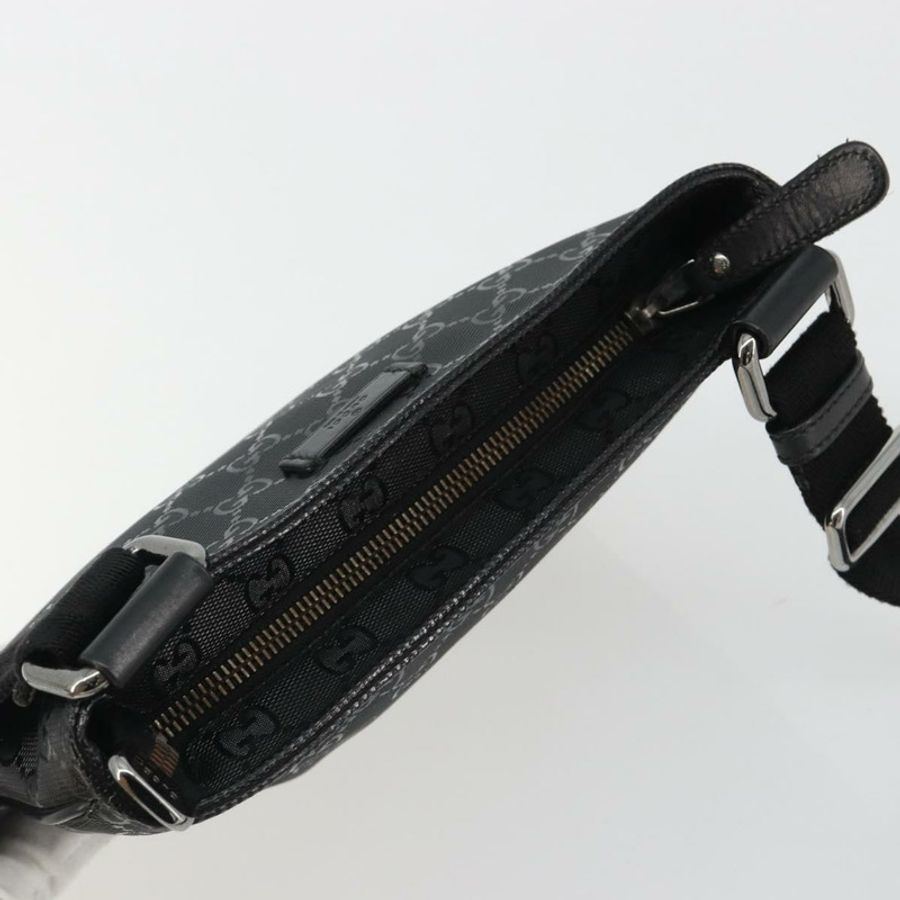 【日本直送】GUCCI GG Implementation 單肩包 PVC 黑色銀色 201538 Auth 186648V-5