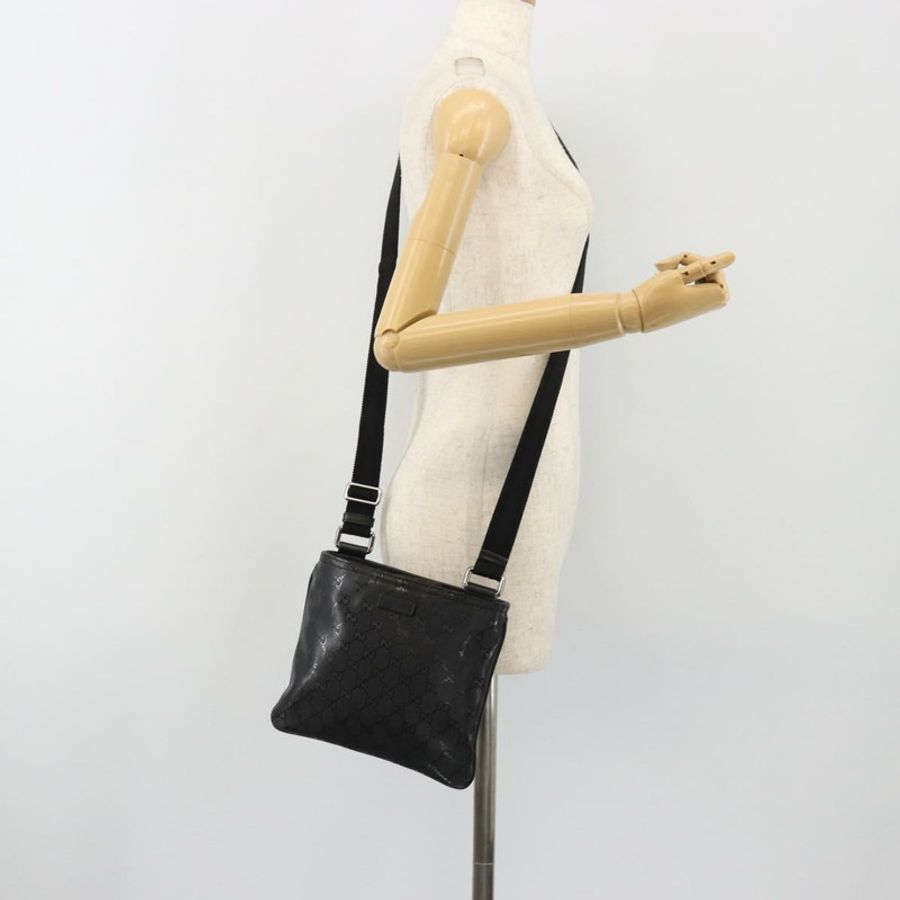 【日本直送】GUCCI GG Implementation 單肩包 PVC 黑色銀色 201538 Auth 186648V-23