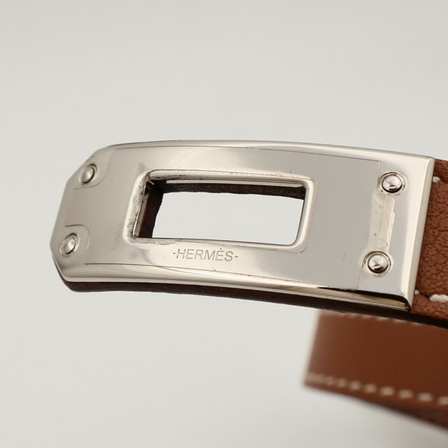 HERMES Swift皮革Kelly Double Tour Bracelet手帶Gold-6