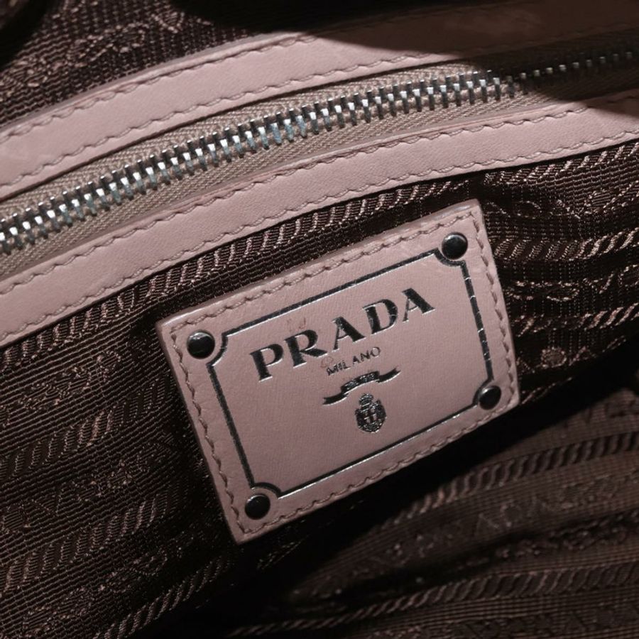 【日本直送】PRADA 褶皺手提包 皮革 兩用 粉紅色 銀色 正品 190719V-22