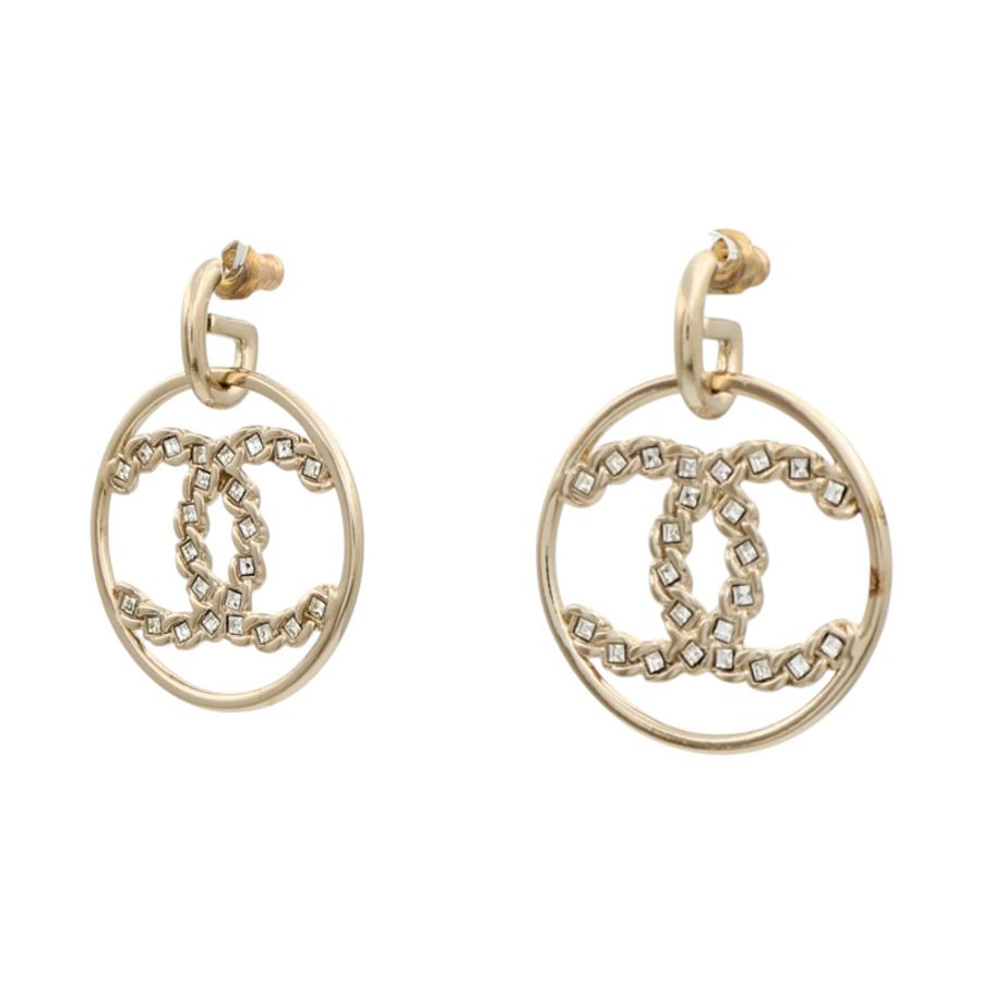 CHANEL 金屬CC Crystal Round Earrings耳環-1
