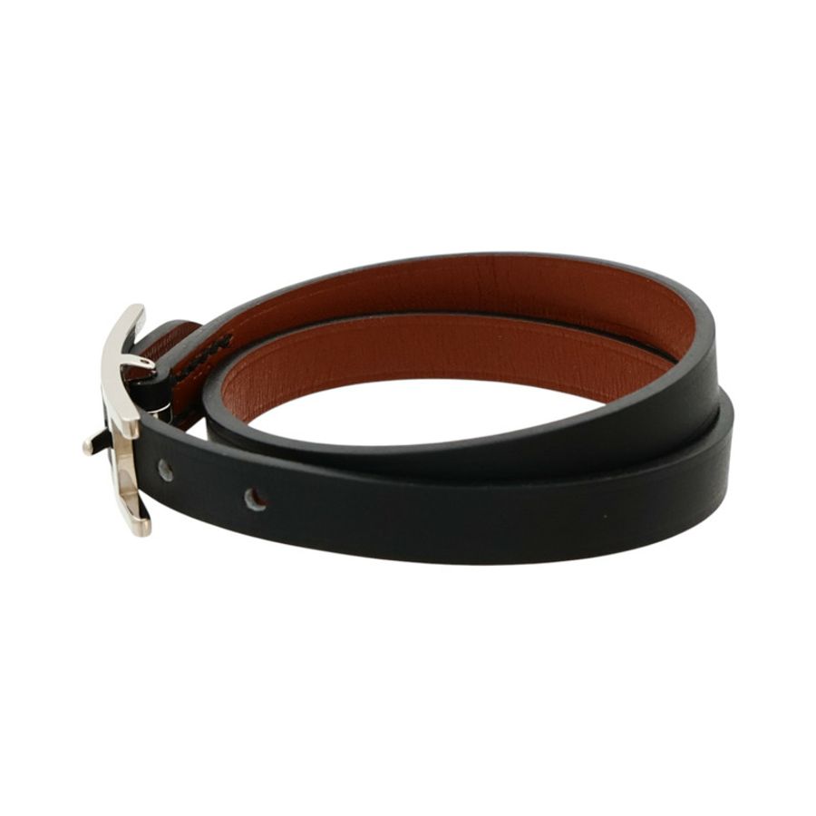 HERMES Chamonix/Tadelakt皮革Behapi Double Tour Bracelet手帶Noir-2