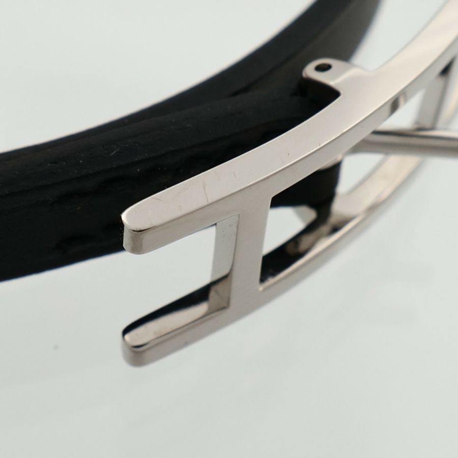 HERMES Chamonix/Tadelakt皮革Behapi Double Tour Bracelet手帶Noir-5