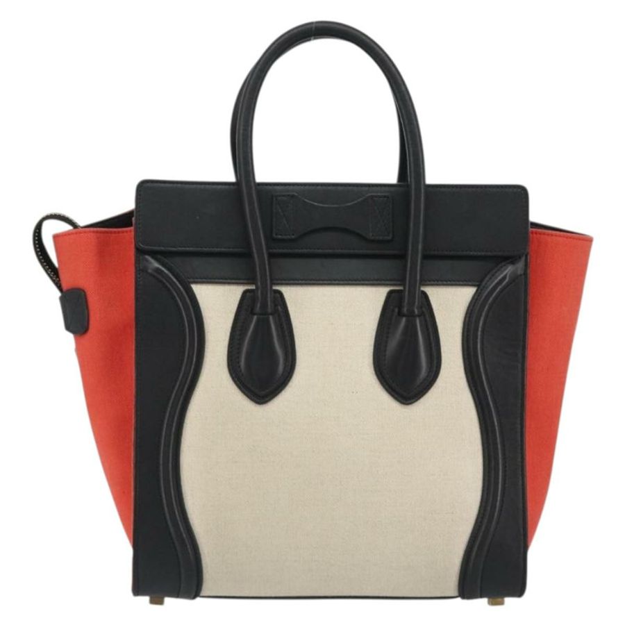 【日本直送】CELINE Luggage Micro Shopper 手提包 帆布 米色 金色 正品 190479A-1