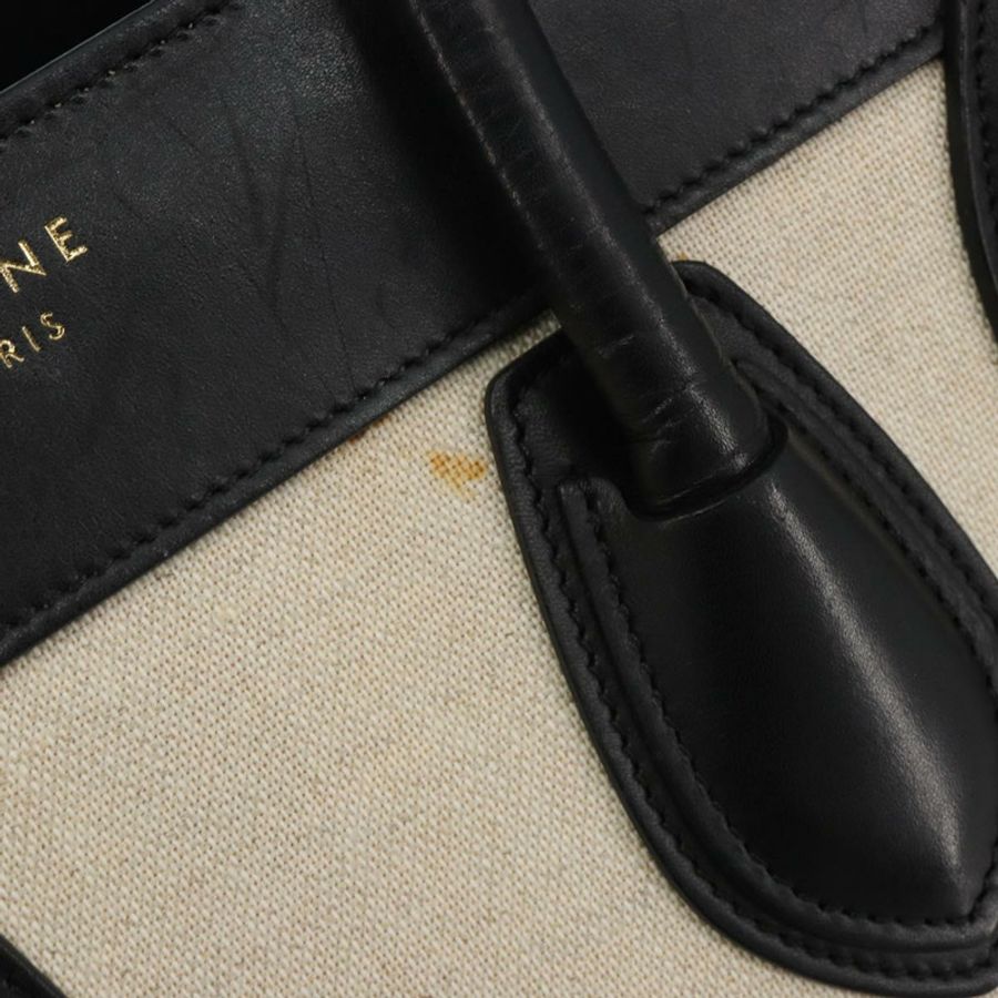 【日本直送】CELINE Luggage Micro Shopper 手提包 帆布 米色 金色 正品 190479A-8