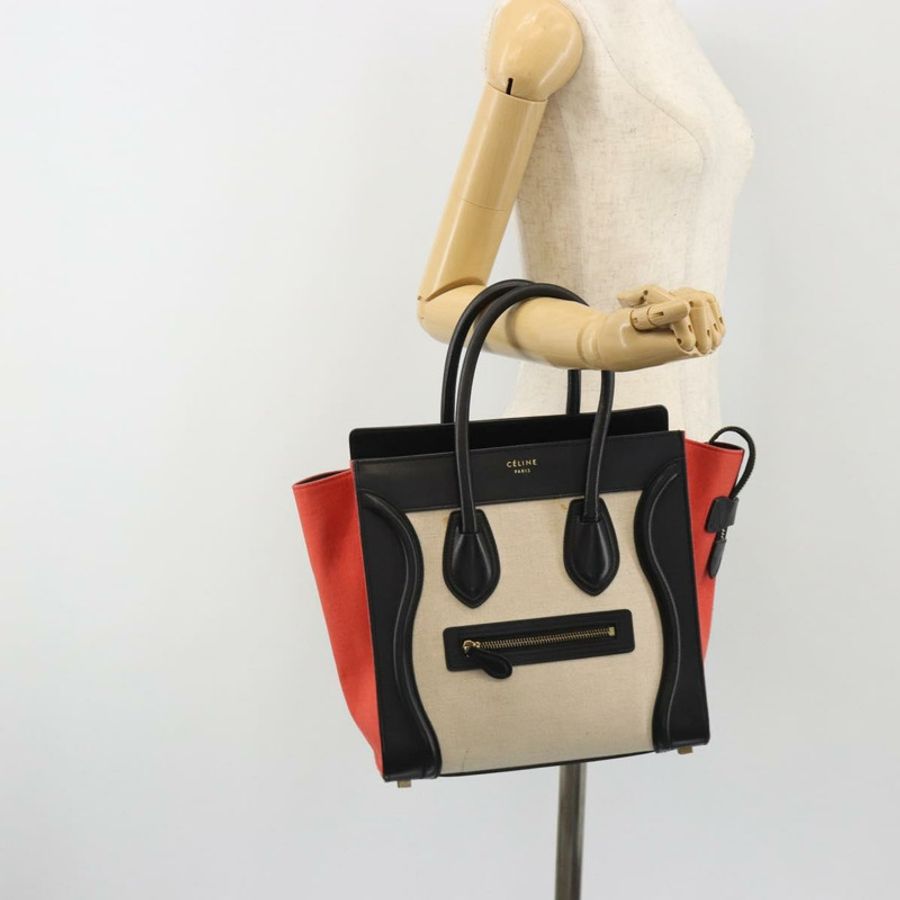 【日本直送】CELINE Luggage Micro Shopper 手提包 帆布 米色 金色 正品 190479A-25