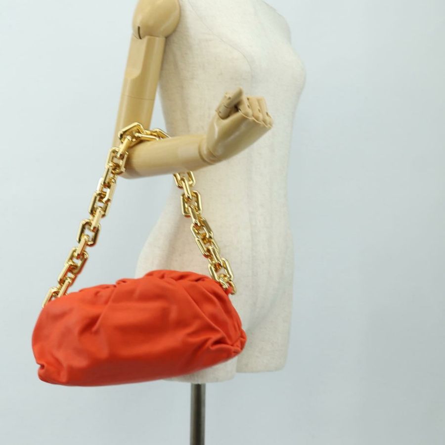 【日本直送】BOTTEGA VENETA 鏈條包款肩背包 皮革 橘色 金色 正品 190460SV-21