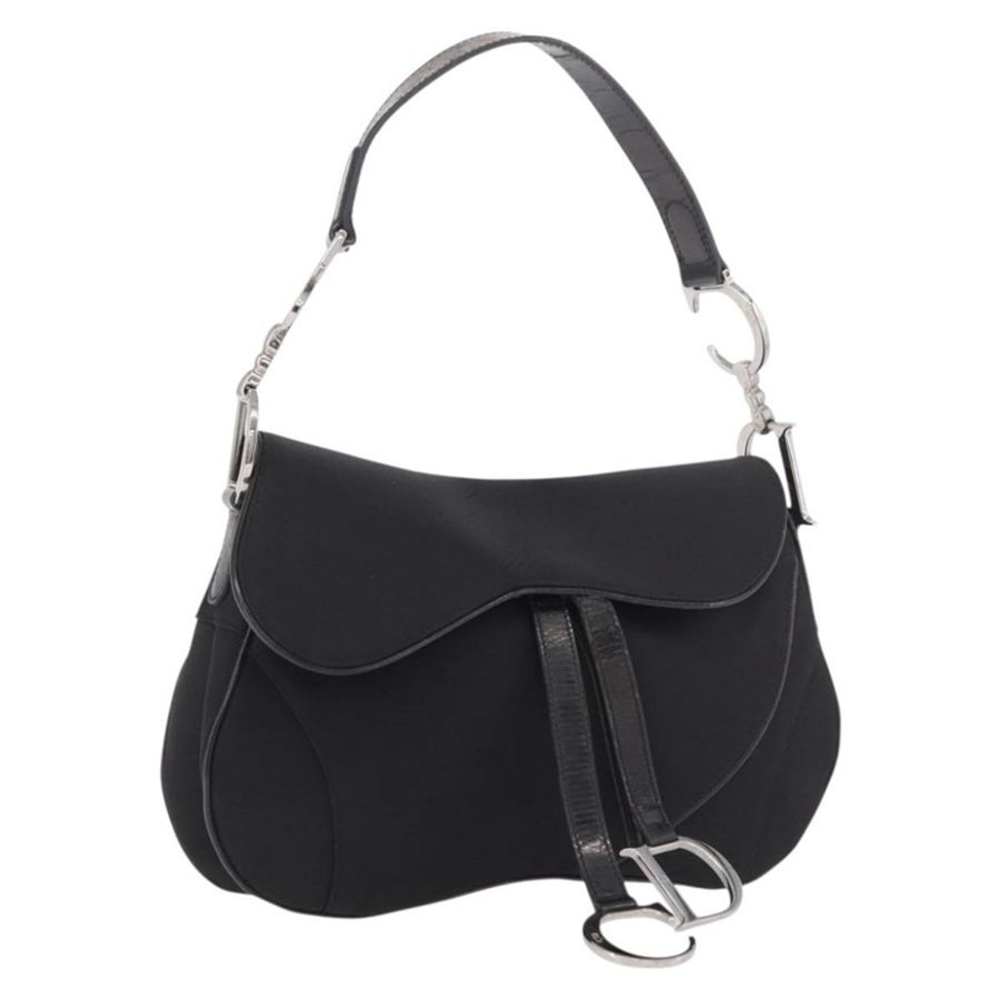 【日本直送】Christian Dior 馬鞍形肩背包 尼龍 黑色 銀色 正品 186635A-0