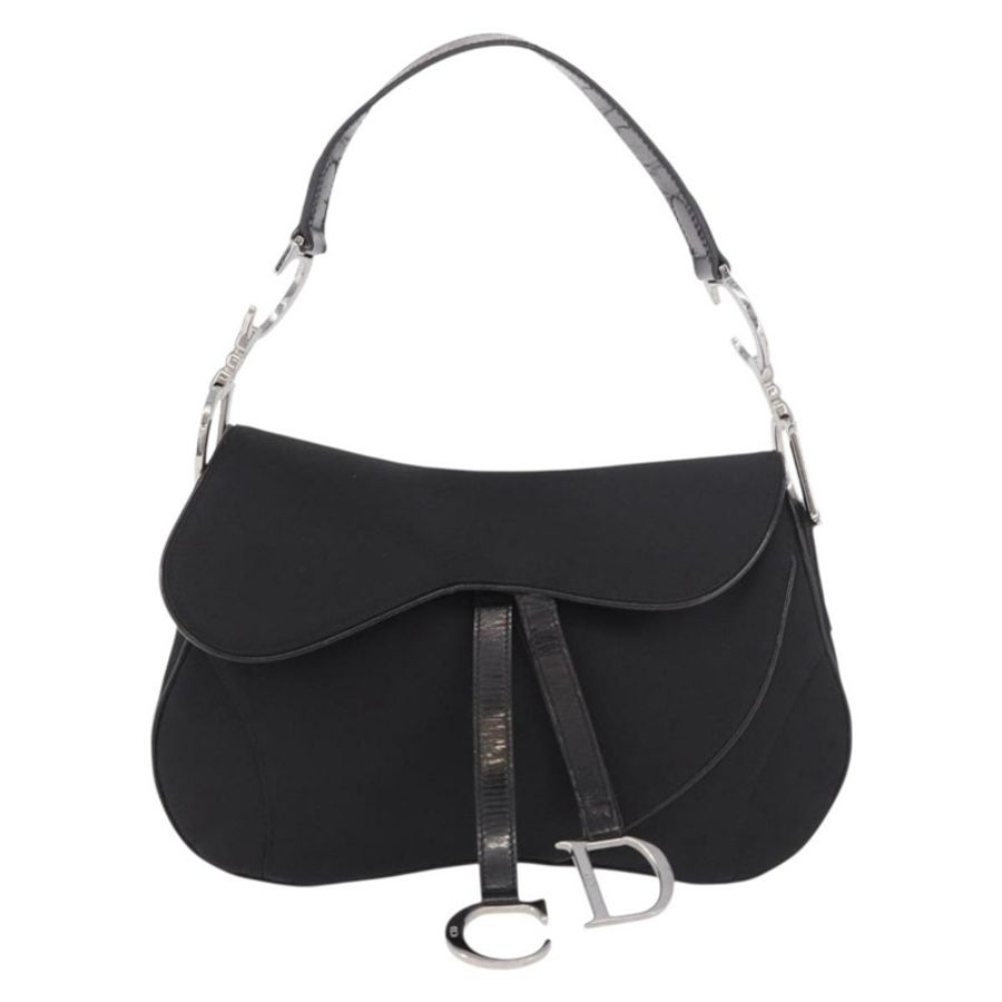 【日本直送】Christian Dior 馬鞍形肩背包 尼龍 黑色 銀色 正品 186635A-12