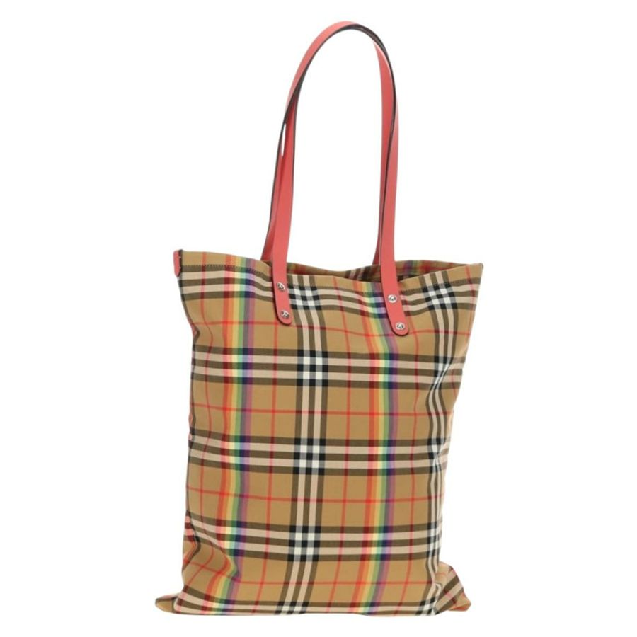 【日本直送】BURBERRY Nova 格紋帆布手提包 米色 銀色 正品 190455M-0