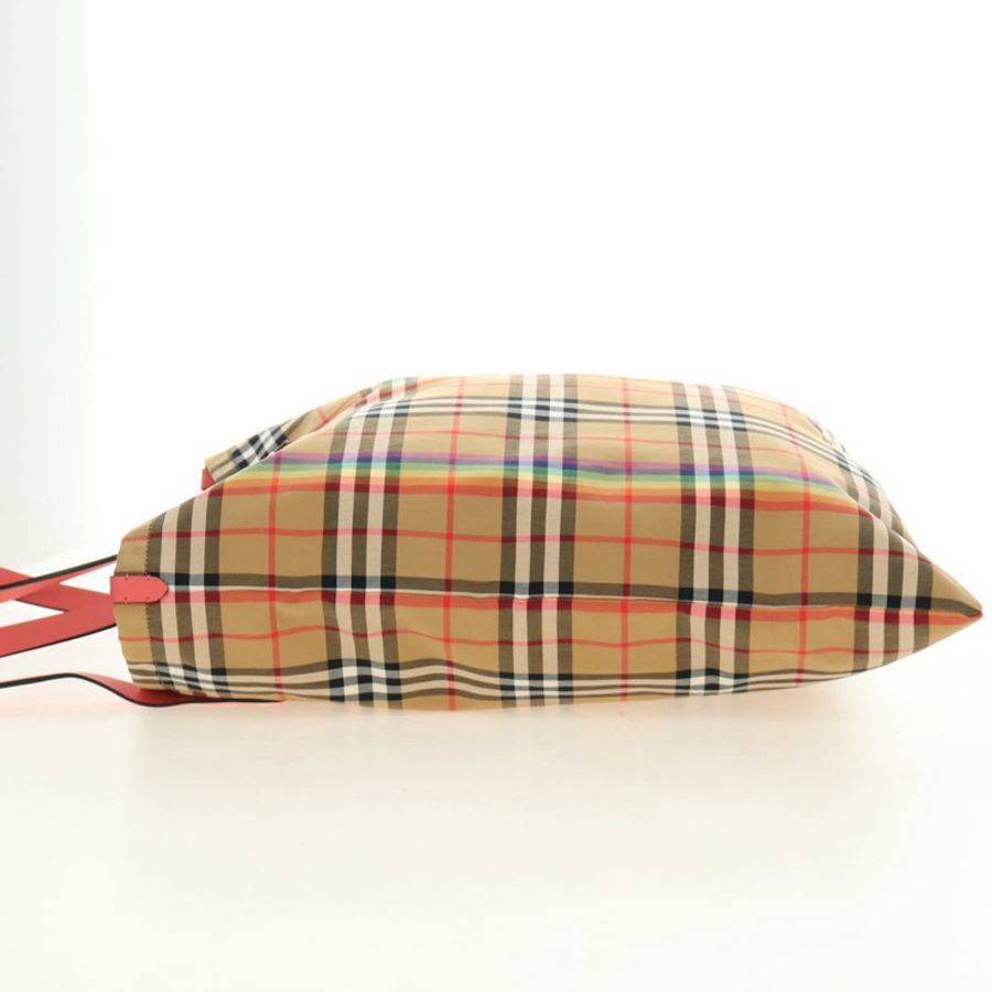 【日本直送】BURBERRY Nova 格紋帆布手提包 米色 銀色 正品 190455M-2
