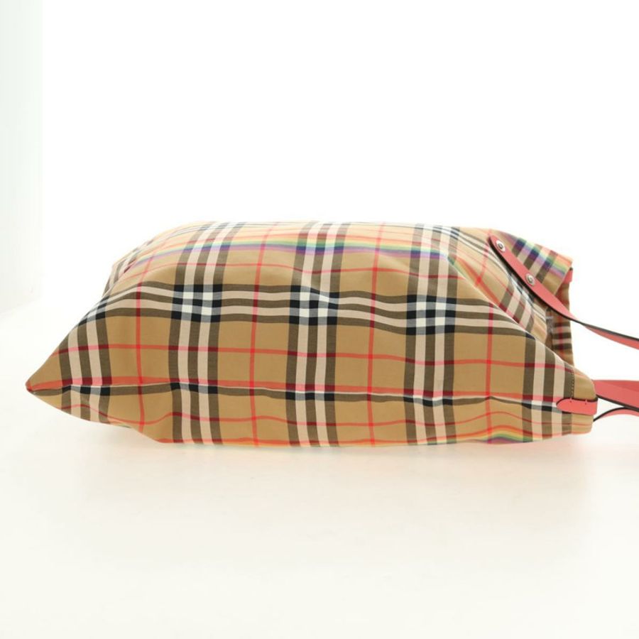 【日本直送】BURBERRY Nova 格紋帆布手提包 米色 銀色 正品 190455M-3
