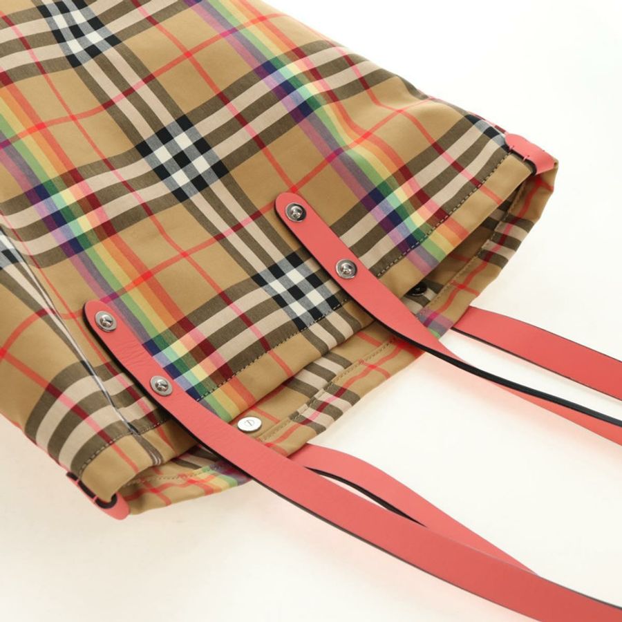 【日本直送】BURBERRY Nova 格紋帆布手提包 米色 銀色 正品 190455M-5