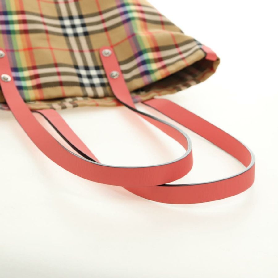 【日本直送】BURBERRY Nova 格紋帆布手提包 米色 銀色 正品 190455M-6
