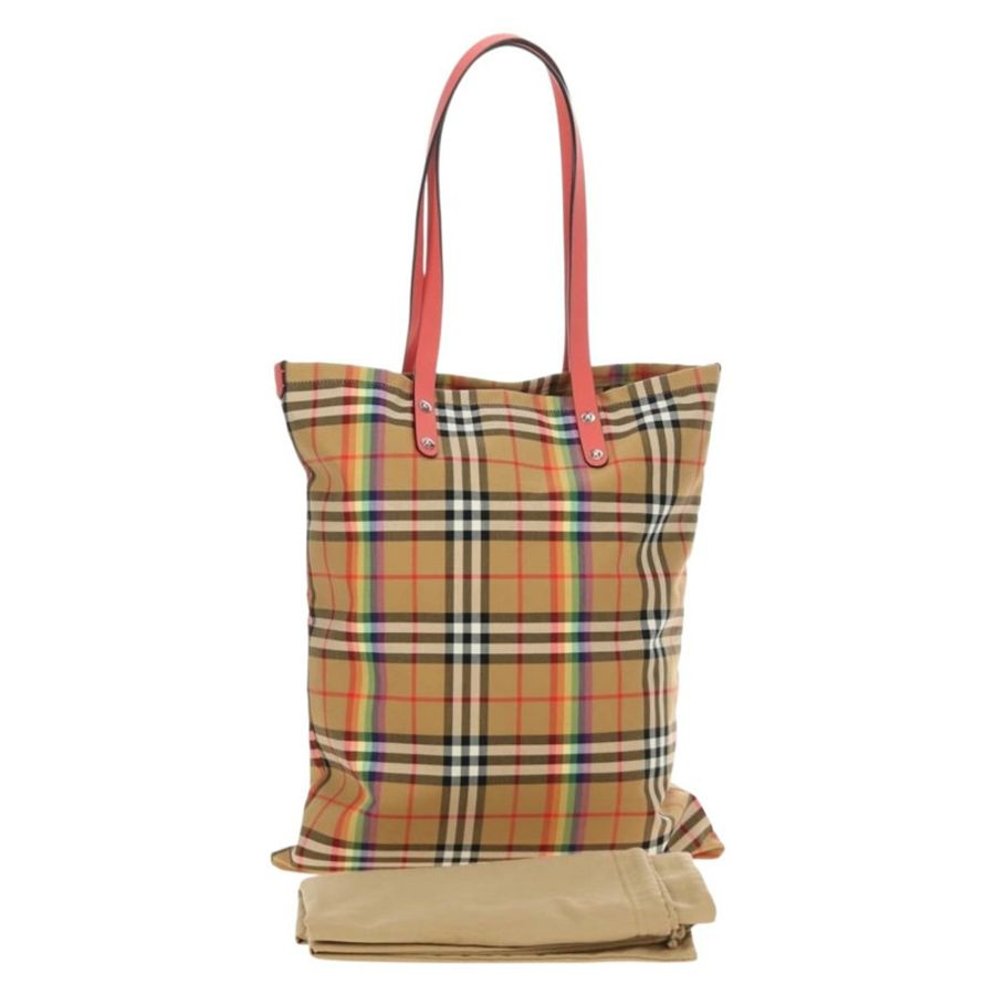 【日本直送】BURBERRY Nova 格紋帆布手提包 米色 銀色 正品 190455M-11