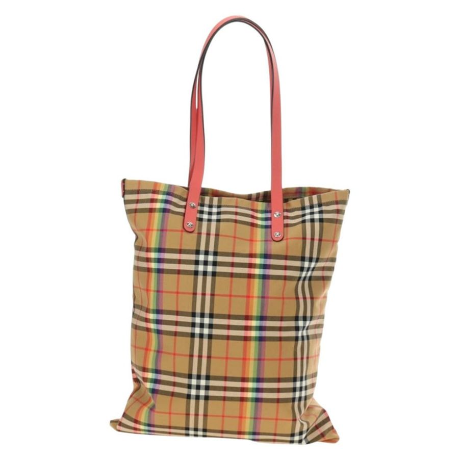 【日本直送】BURBERRY Nova 格紋帆布手提包 米色 銀色 正品 190455M-12