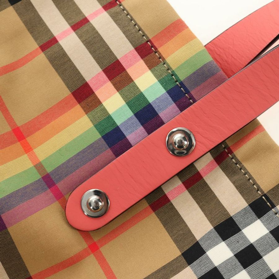 【日本直送】BURBERRY Nova 格紋帆布手提包 米色 銀色 正品 190455M-16