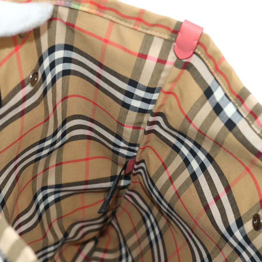 【日本直送】BURBERRY Nova 格紋帆布手提包 米色 銀色 正品 190455M-19
