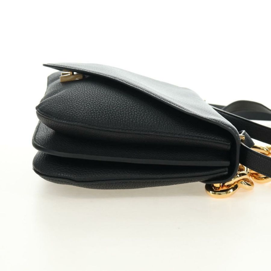 【日本直送】BOTTEGA VENETA 鏈條單肩包 皮革 2way 黑色 金色 Auth 190448V-3