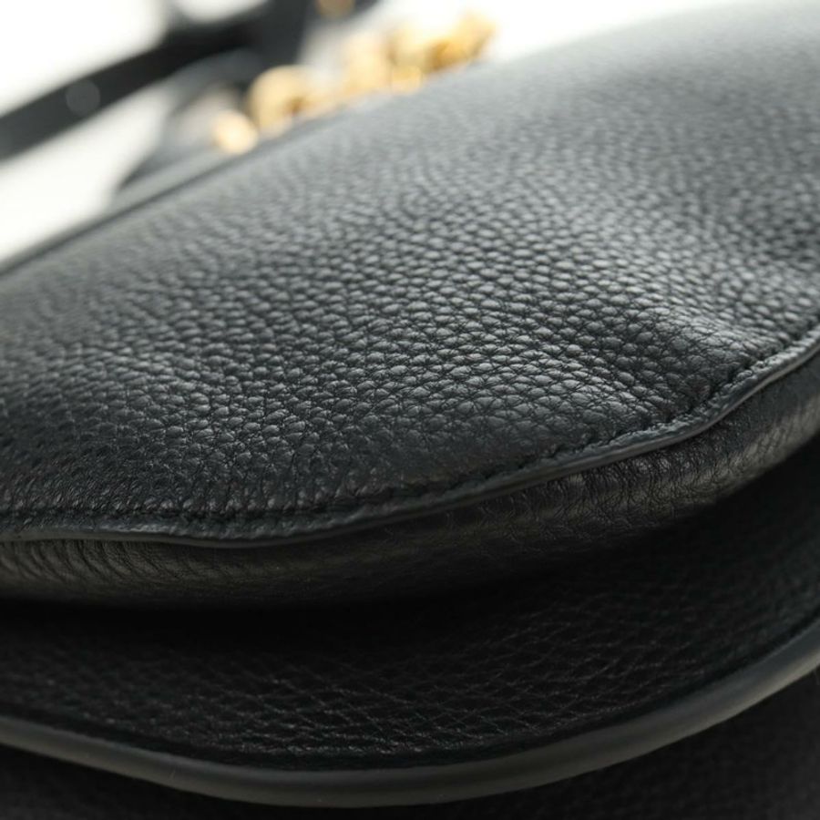 【日本直送】BOTTEGA VENETA 鏈條單肩包 皮革 2way 黑色 金色 Auth 190448V-16