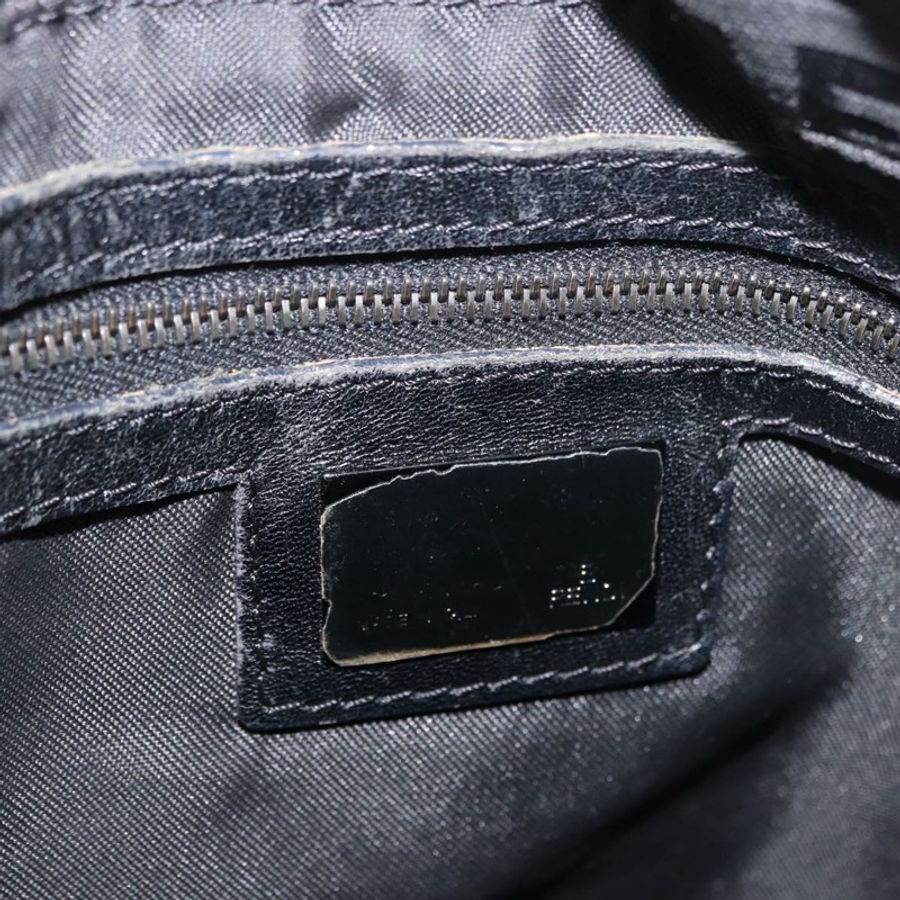 【日本直送】FENDI Zucchino帆布Mamma Baguette單肩包 黑色 銀色 正品 186623A-19