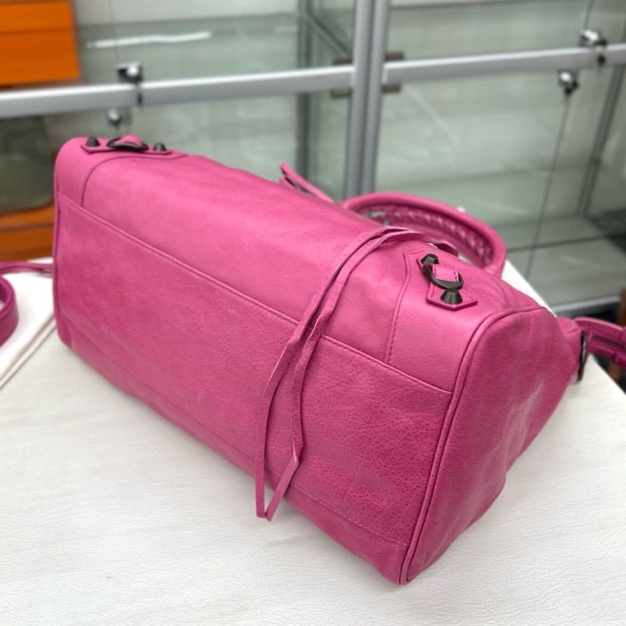 【近新閒置品】Balenciaga 巴黎世家桃粉色 手提單肩斜挎包 竪版機車包-5