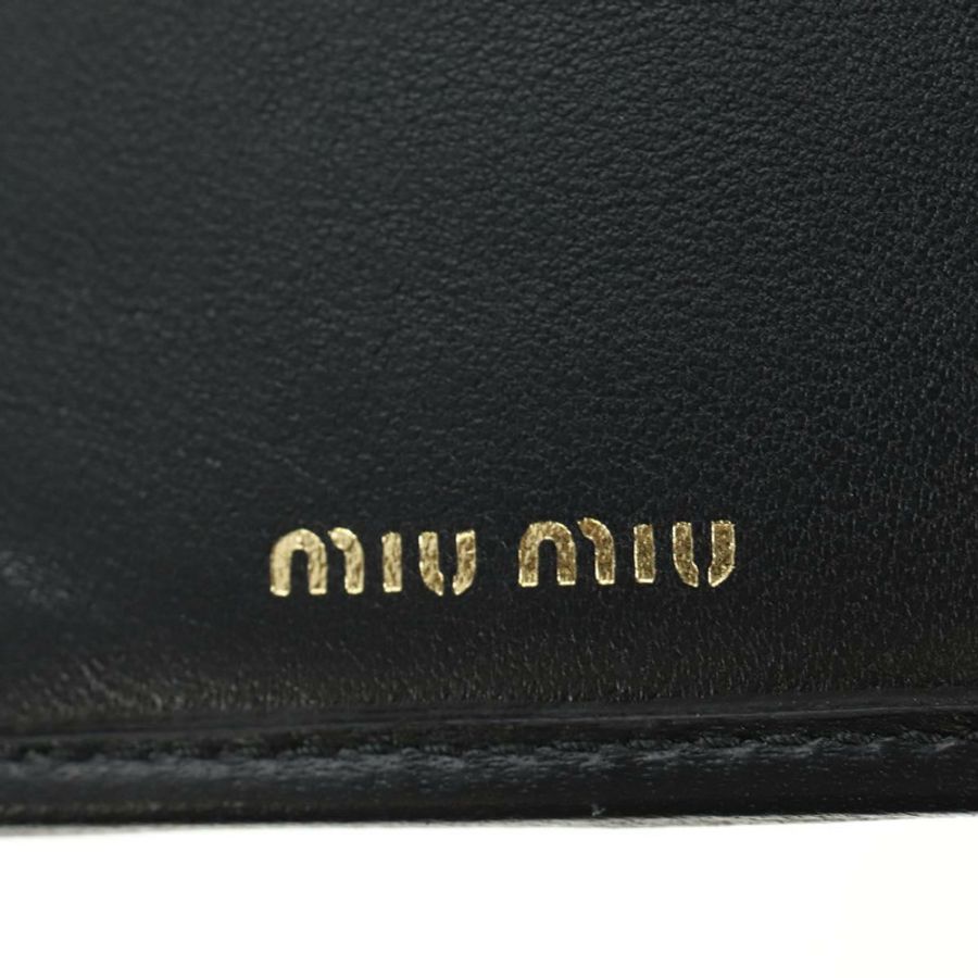 【日本直送】Miu Miu Matelasse 皮夾,黑色皮革,金色,正品,貨號 190514M-20