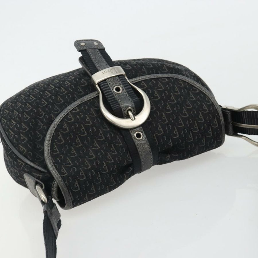 【日本直送】Christian Dior Trotter帆布肩背包 黑色 銀色 正品 186592A-5